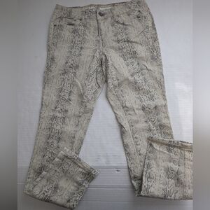 DKNY Jegging Pants Womens 2 Snake Animal Print Skinny Mid Rise 5 Pocket Beige